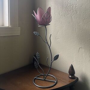 Purple tulip tea candle holder